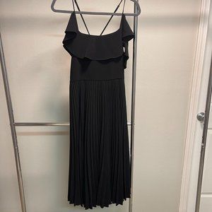 H by Halston Pleated Midi Dress w/Flutter Sleeves and Straps